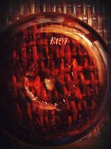 vintage coupelle en verre soufflé ambré BIOT