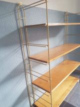 étagères style tomado années 60 structure métal doré étagère