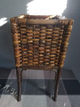  porte-plante carré en osier sur pieds vintage 24 cm de côté