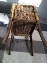  porte-plante carré en osier sur pieds vintage 24 cm de côté