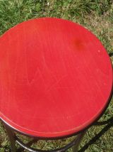 Suite de 4 tabourets de bar en bois coloré et métal noir