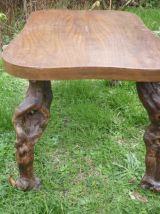 Table basse en bois,pieds ceps de vigne