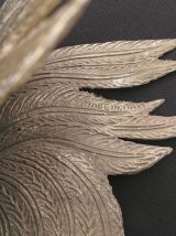 Sculpture de coq de combat en métal argenté