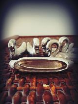 porte couteaux cygne argenté vintage