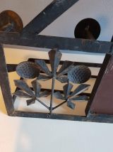 vestiaire art déco  fer forgé martelé avec miroir 7 patères