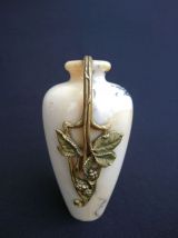 Vase soliflore Art Nouveau - Marbre blanc &amp; bronze