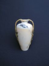 Vase soliflore Art Nouveau - Marbre blanc &amp; bronze