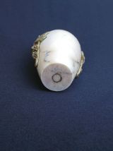 Vase soliflore Art Nouveau - Marbre blanc &amp; bronze