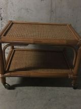 Table basse en rotin années 60