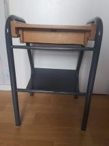 Table de chevet des années 50 tiroir bois et chassis métal 