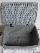 panier rotin avec couvercle blanchit