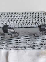 panier rotin avec couvercle blanchit