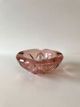 Vide poche ou cendrier vintage en verre moulé rose