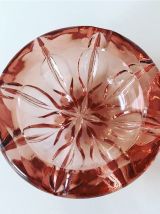 Vide poche ou cendrier vintage en verre moulé rose