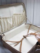 valise de voyage en cuir camel vintage