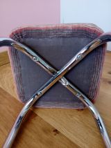 Repose-pied ou tabouret bas en métal chromé