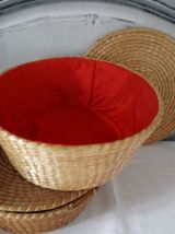 Vintage rotin boites à coudre ronde avec couvercle 