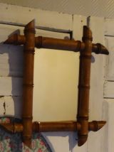 Vintage miroir  barbier 1900 bambou ancien 