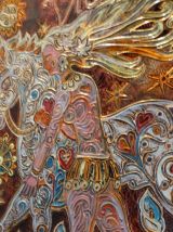 3 gravures contemporain artistique sur aluminium signé M; CA