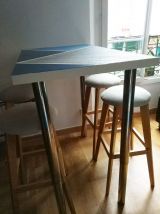 Table haute bar DIY custom style loft +4 tabourets