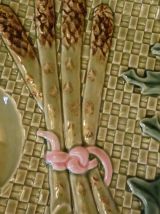 Assiettes céramique barbotines asperge faïence RAPHAEL signé