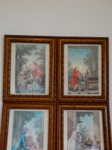 4 tableaux encadrées anciens sous verre 