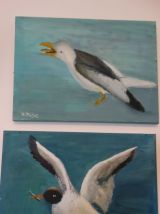 4 peintures huile sur toile 