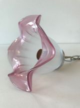 Suspension fleurs années 70 en verre et metal argenté