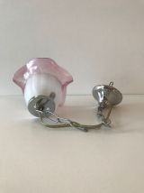 Suspension fleurs années 70 en verre et metal argenté