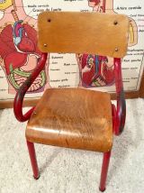 Chaise enfant écolier rouge vintage