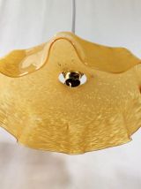 Suspension Art déco verre de Clichy jaune moutarde