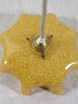 Suspension Art déco verre de Clichy jaune moutarde