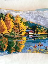 Coussin canevas paysage lac de montagne