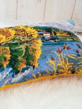 Coussin canevas paysage lac de montagne