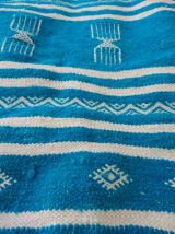 Tapis kilim berbère bleu et blanc fait main 