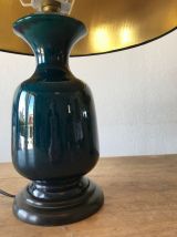 Grande lampe en céramique avec abat-jour noir et or