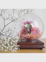 Globe fleurs tissus et papillon