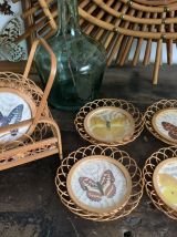 Dessous de verres en rotin papillons naturalisés