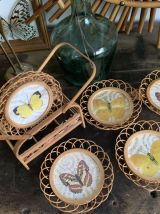 Dessous de verres en rotin papillons naturalisés