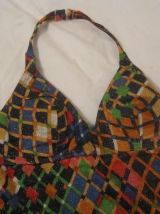 robe motif cubes vintage 70