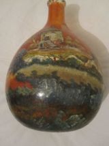 dame Jeanne verre peinte vintage