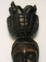 Statue buste femme art africain vintage bois porteuse