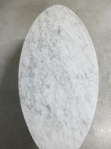RARE - Table marbre ovale blanche vintage et grise années 60