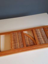 étagère d'angle bois et rotin vintage pliable des années 70