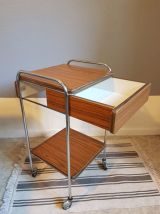 table de chevet vintage en formica marron avec tiroir 