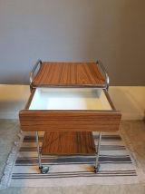 table de chevet vintage en formica marron avec tiroir 