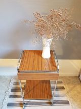 table de chevet vintage en formica marron avec tiroir 