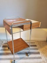 table de chevet vintage en formica marron avec tiroir 