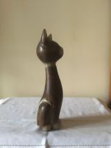 Statuette chat bois 