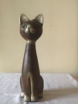 Statuette chat bois 